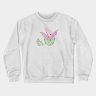 Cute baby pterodactyl dinosaur hatching from an egg Crewneck Sweatshirt